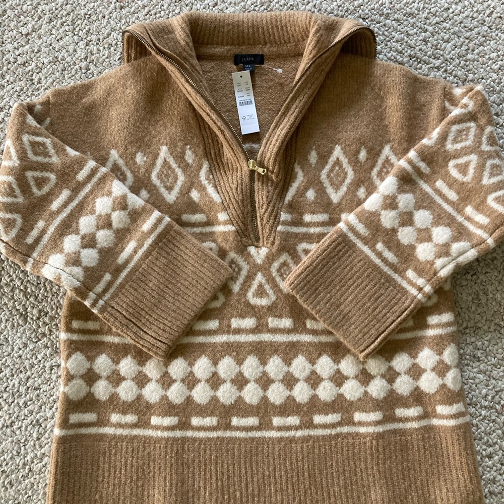 J. Crew Relaxed half-zip sweater in geometric knit